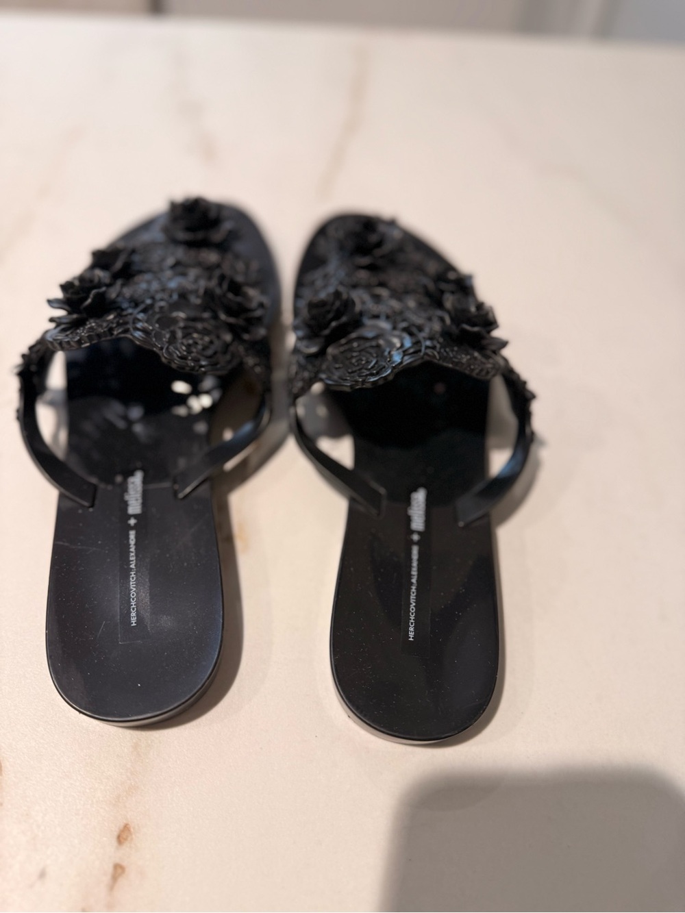 Melissa Black Floral Jelly Thong Sandals - Women